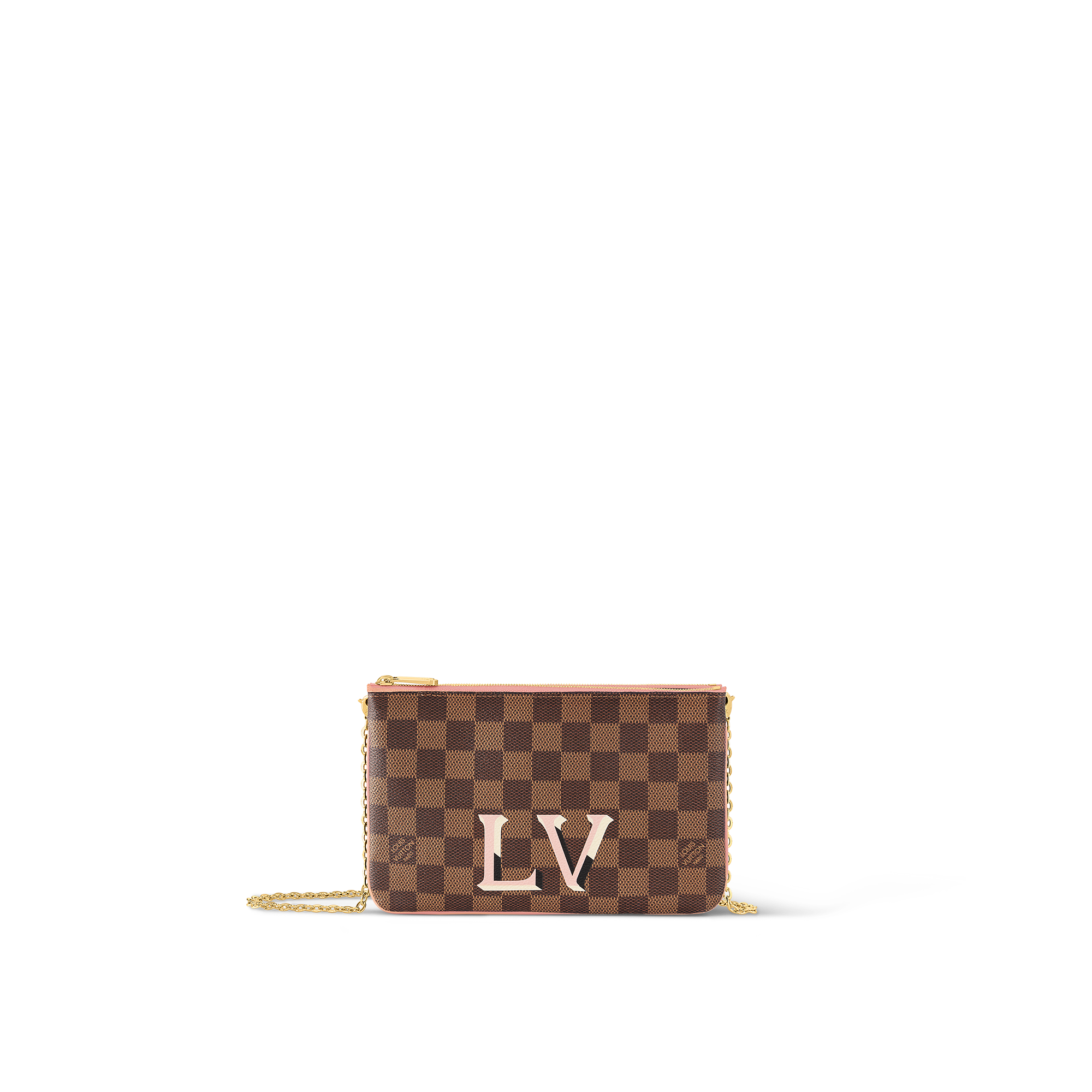 Double Zip Pochette Damier Azur Women Small Leather Goods LOUIS